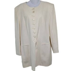 Vintage Pendleton Wool Blend Blazer Jacket Ivory Wedding Womens Size 16